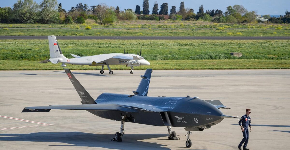 Advanced military drones on a tarmac in Istanbul Turkey showcasing modern aerial technology