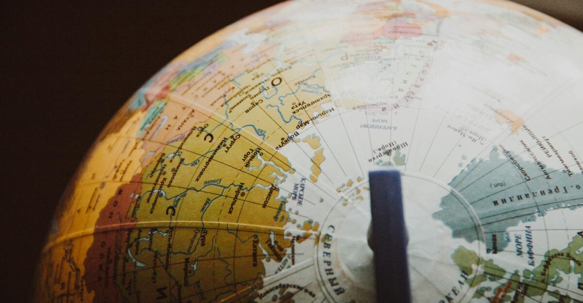 A detailed image of a globe highlighting various countries and regions