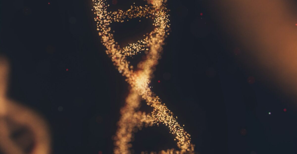 a close up of a double strand of gold glitter