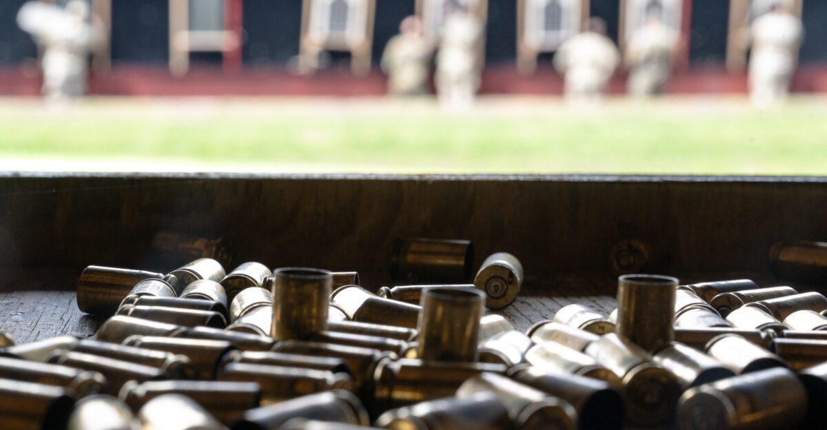 U S military personnel from the Kaiserslautern Military Community set up targets during the marksmanship portion of the German Armed Forces Proficiency Badge course at the Breitenwald Training Area Germany July 12 2023 Members compete in a series of tests requiring physical fitness tactical skills and mental endurance to earn the GAFPB U S Air Force photo by Airman 1st Class Edgar Grimaldo