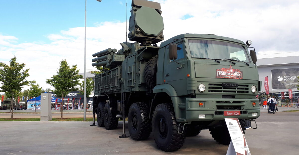 Pancir -S short-range air defence missile-gun system during the Armiya 2020 exhibition