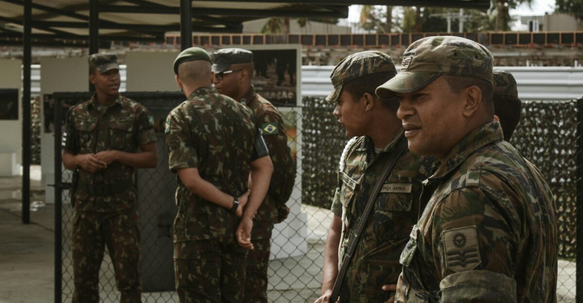 men s brown green and black camouflage military uniform