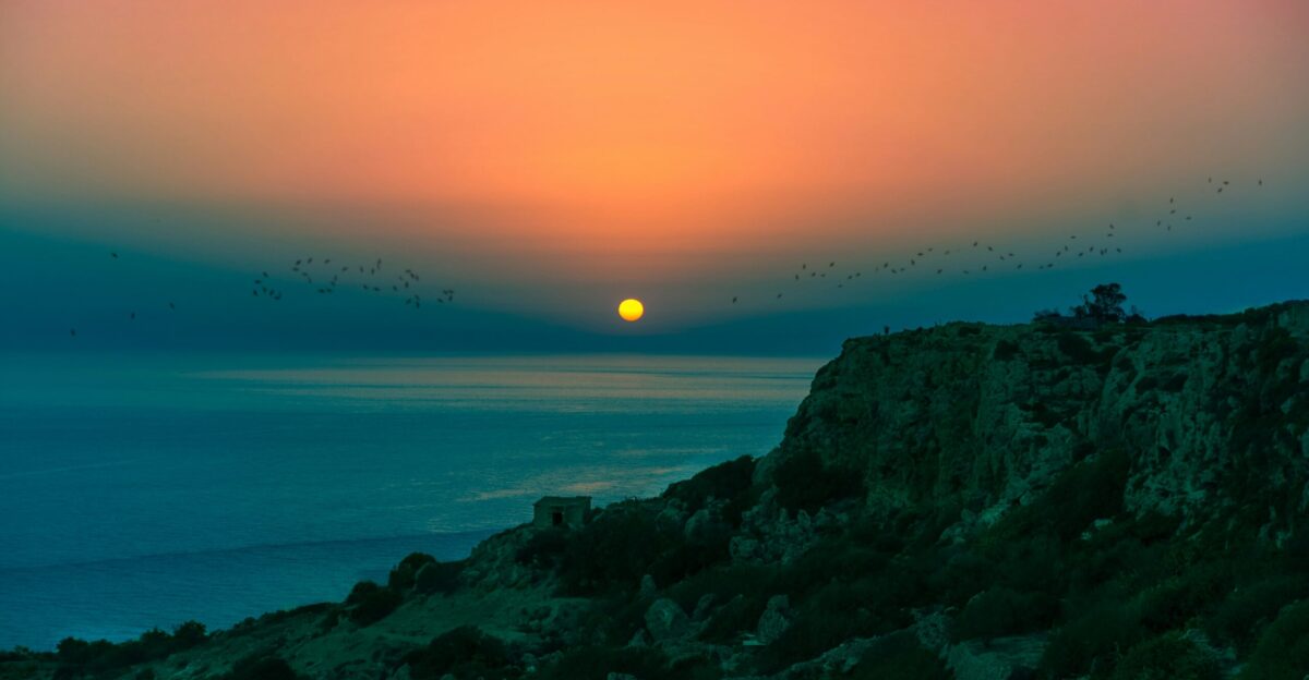 sunset in the seashore