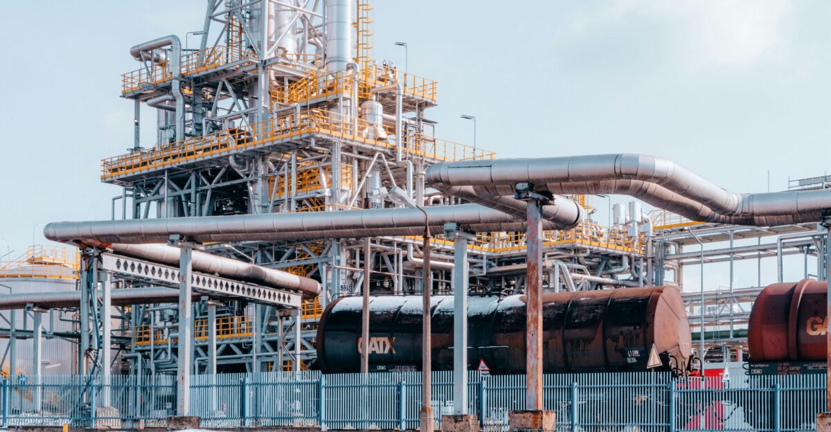a large industrial plant with pipes and pipes