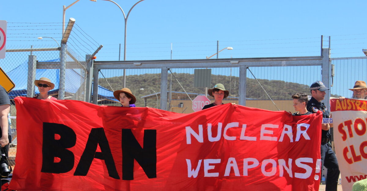 Peace anti-nuclear protest at the Joint Defence Facility Pine Gap Australia in 2016