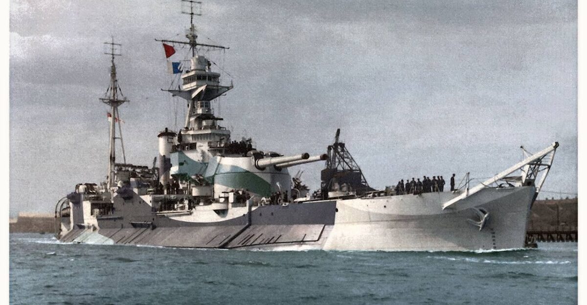 Royal Navy - HMS ABERCROMBE F109 a 373 3 Roberts Class Monitor Battleship - Comm 5 May 1943 - Crew 350 Officers Men - Armament 2 x 15 Inch 381mm Guns 2 Turrets 8 x 4 Inch 100mm AA Guns 4 Twin Mounts 16 x 2-Pounder Pom-Pom AA Guns 1 x 8 Barrell 2 Quad Mounts and 20 x 20mm AA Guns - Preformed Off Shore Bombardment During Allied Invasions of Europe - After the Surrender She was Used for Gunnery Training also as an Accommodation Ship until 24 Dec 1954 when She was Scrapped by Nathan Lane